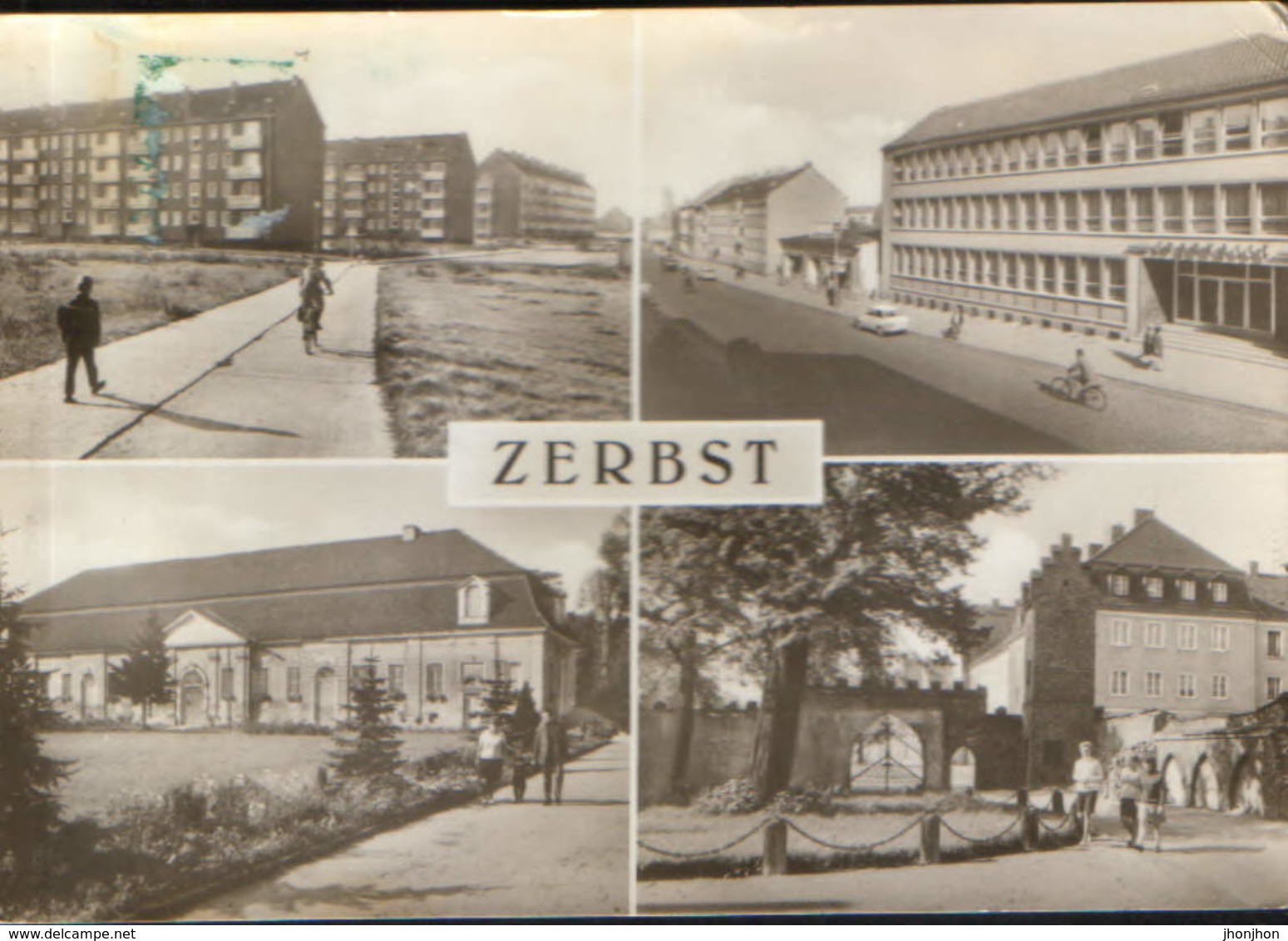 Germany - Postcard Circulated In 1972 - Zerbst - Neubauten Am Teufelsstein,Alte Bruecke, Stadthalle,Oberschule - 2/scans - Zerbst