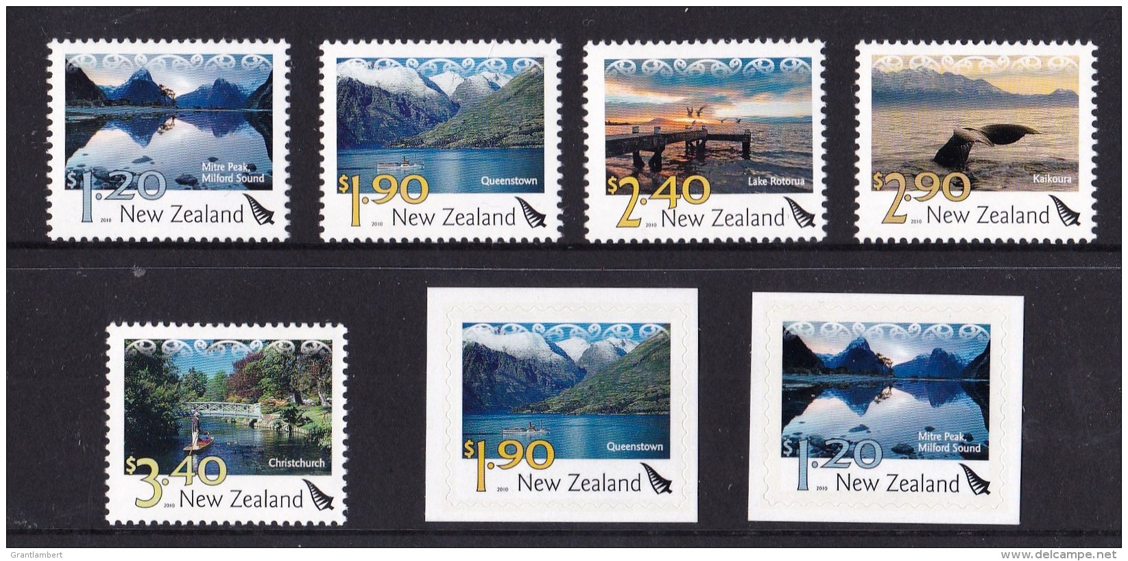 New Zealand 2010 Landscapes - Scenic Definitives Set Of 5 + Self-adhesives MNH - Unused Stamps