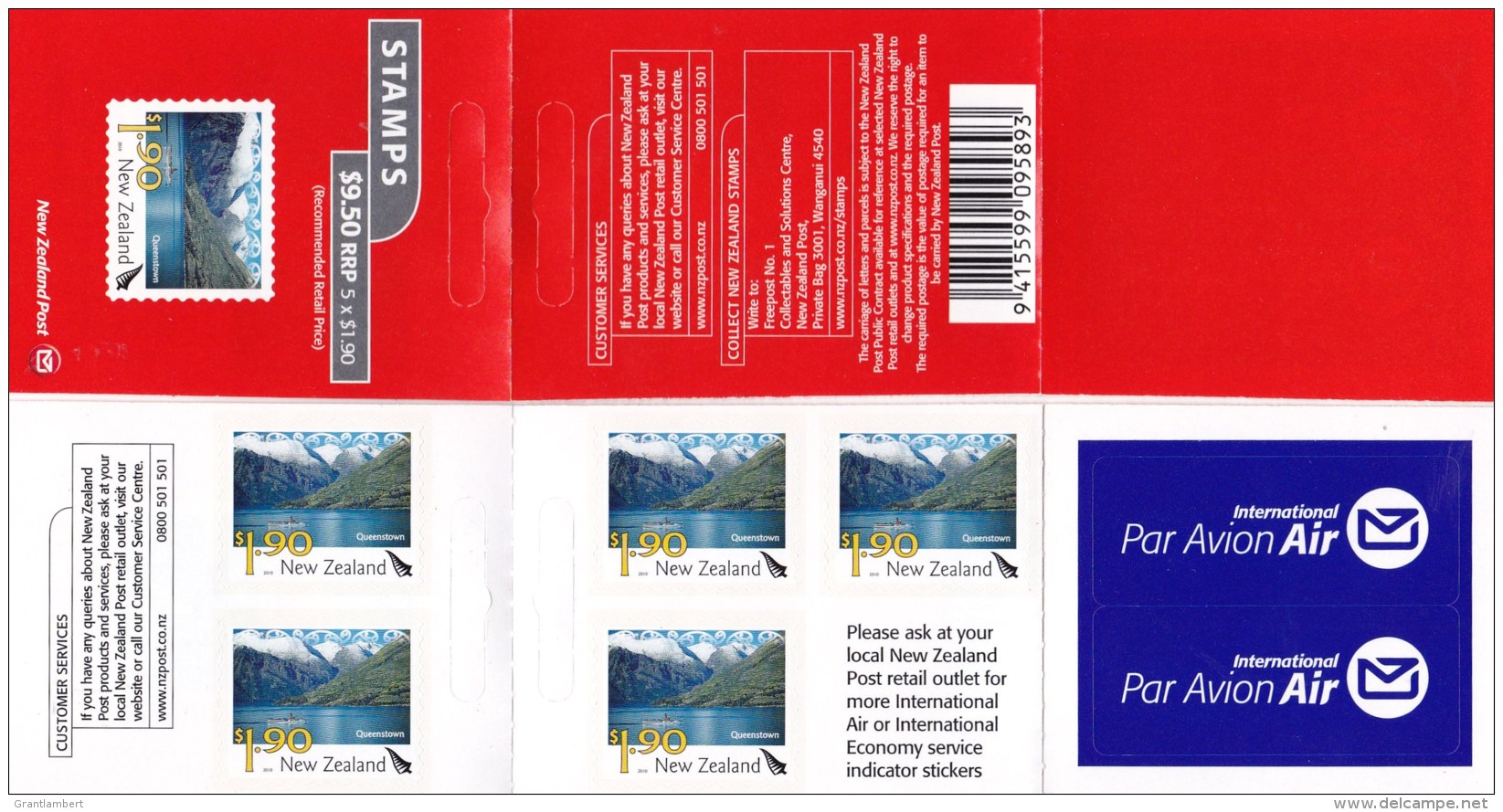 New Zealand 2010 Landscapes - Queenstown $9.50 Mint Self-adhesive Booklet - Booklets