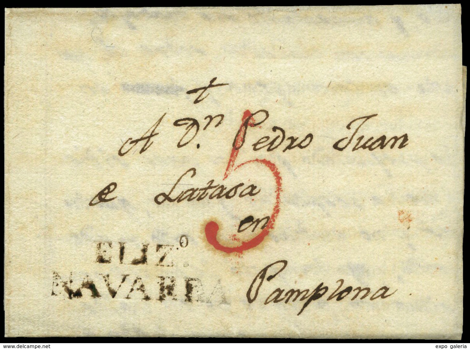 2 D.P. 6 -NAVARRA.1827. Elizondo (PE.7) Carta 		Cda A Palona - ...-1850 Voorfilatelie