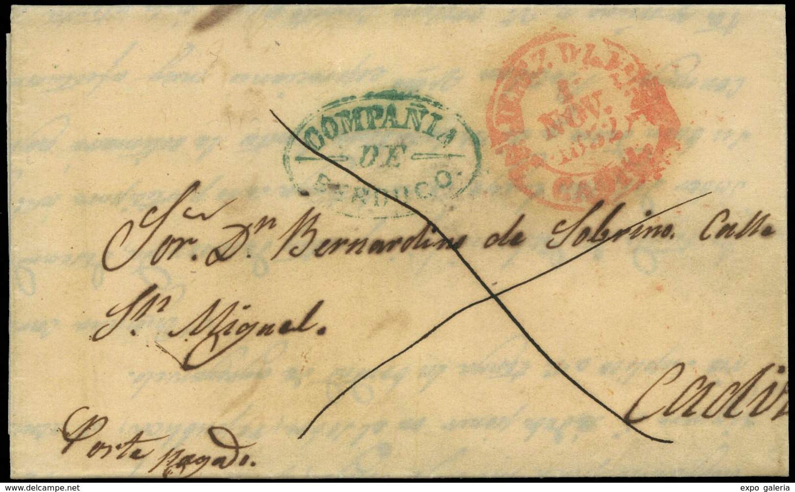 5 1852. “Compañia De Berdugo” De Jerez 	 Cádiz - ...-1850 Voorfilatelie