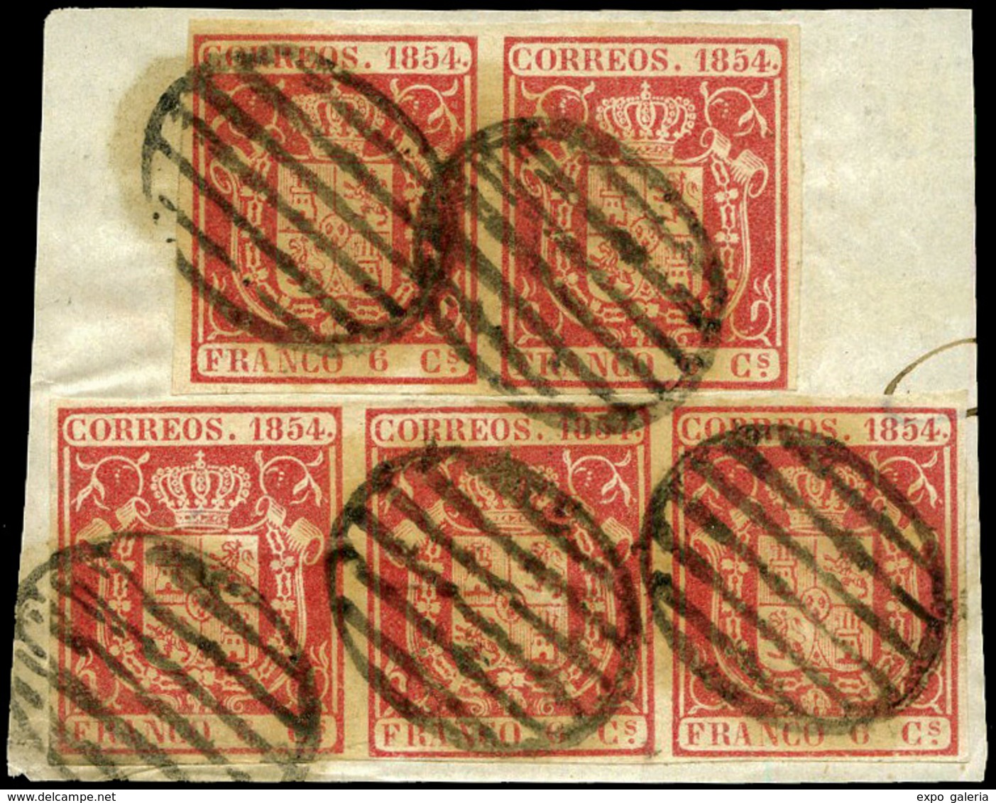 43 Fragmento De Carta Con 5 Ejemplares (2+3) Lujo. Escasa - Used Stamps