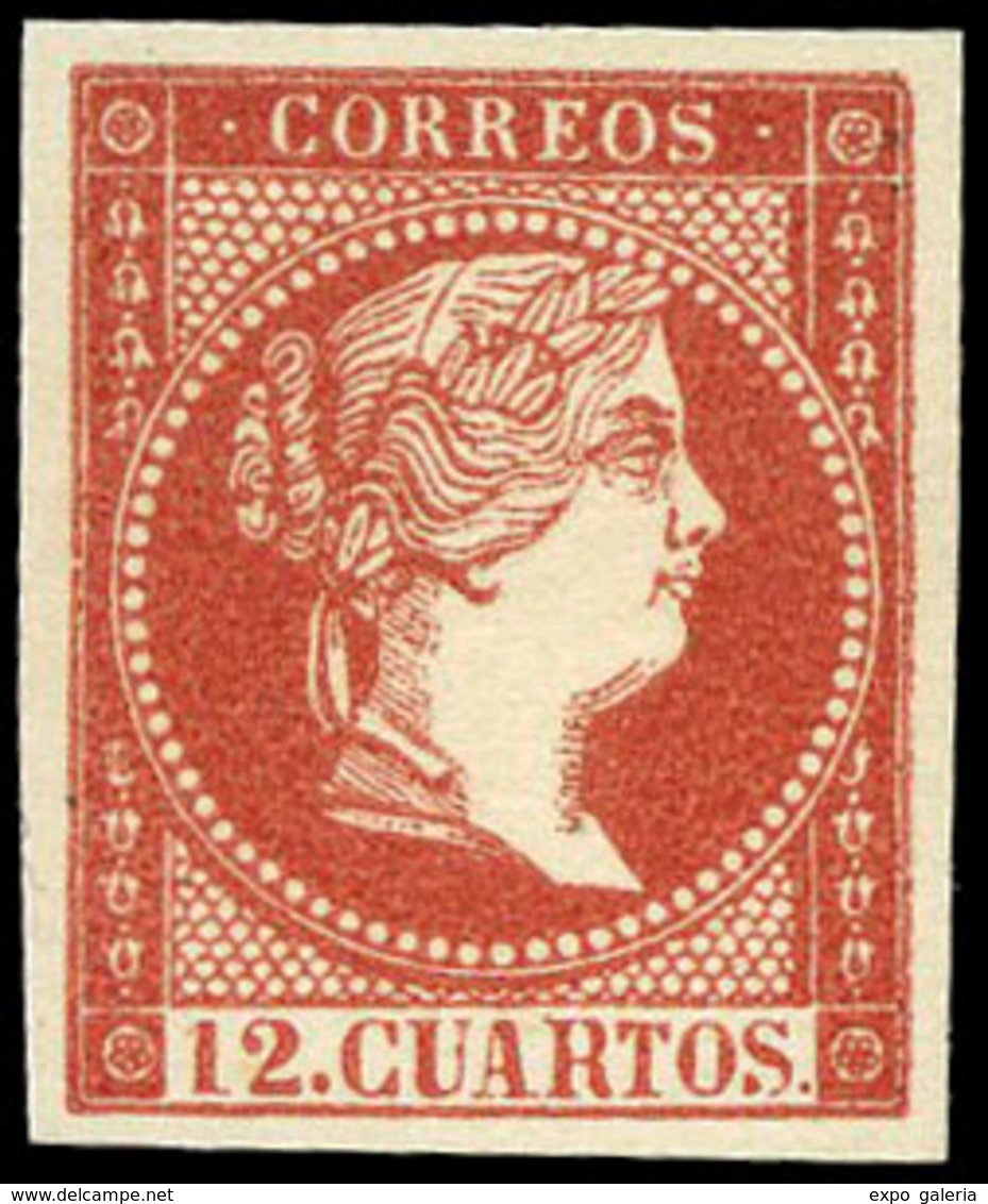 71 Año 1859 NO EMITIDO. 12 Cuartos Ensayo Color Rosa Pálido (Galvez 219) Lujo. Escaso. - Used Stamps