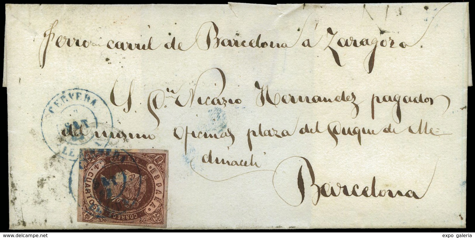 107 Ed. 58 1862. De Cervera A Barcelona - Used Stamps