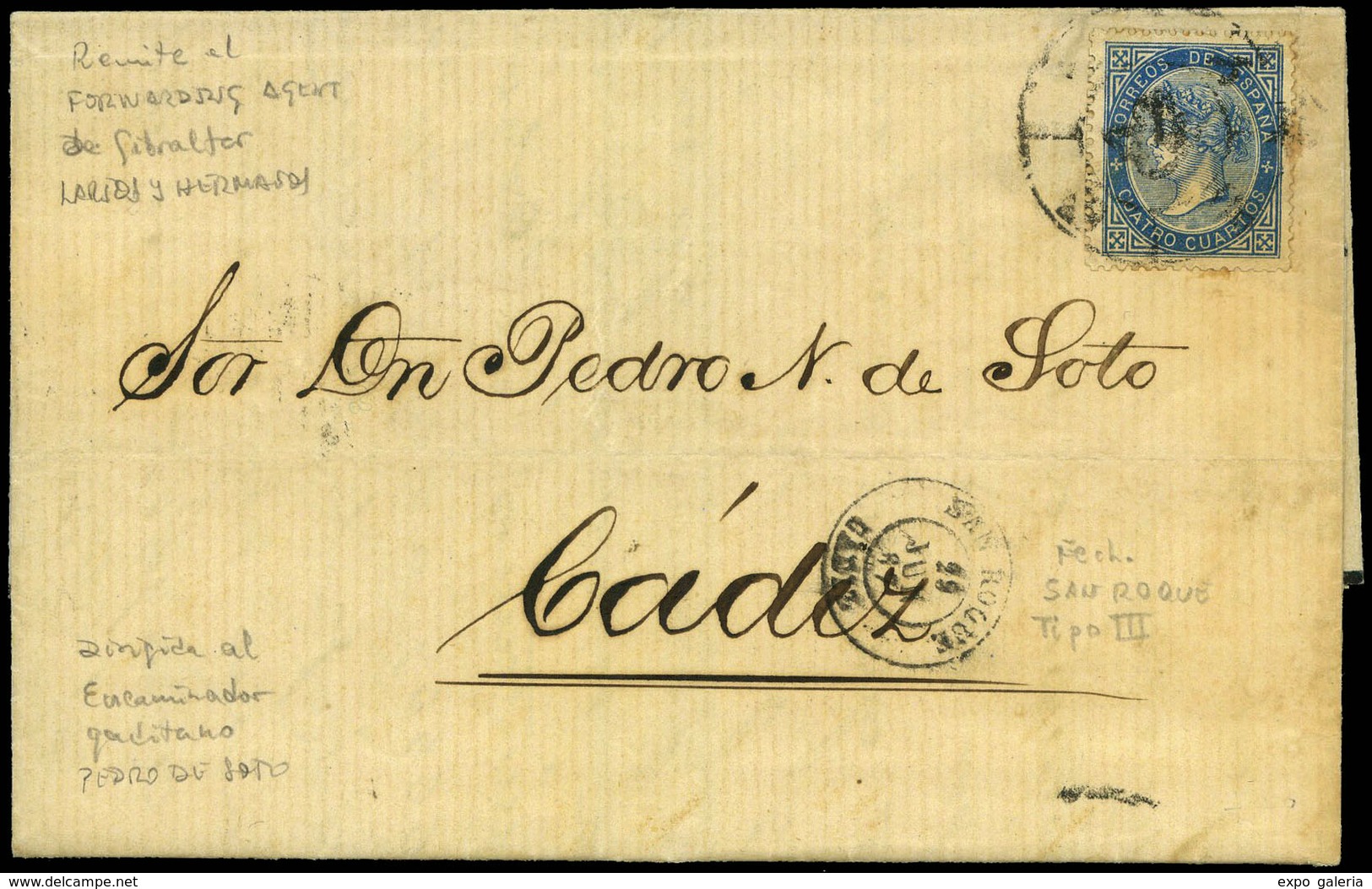 135 Ed. 88 Gibraltar 29/06/67. Carta Remitida Por “Fornarding Agent Larios” Y Dirigida Al “Encaminado Pedro Soto” - Used Stamps