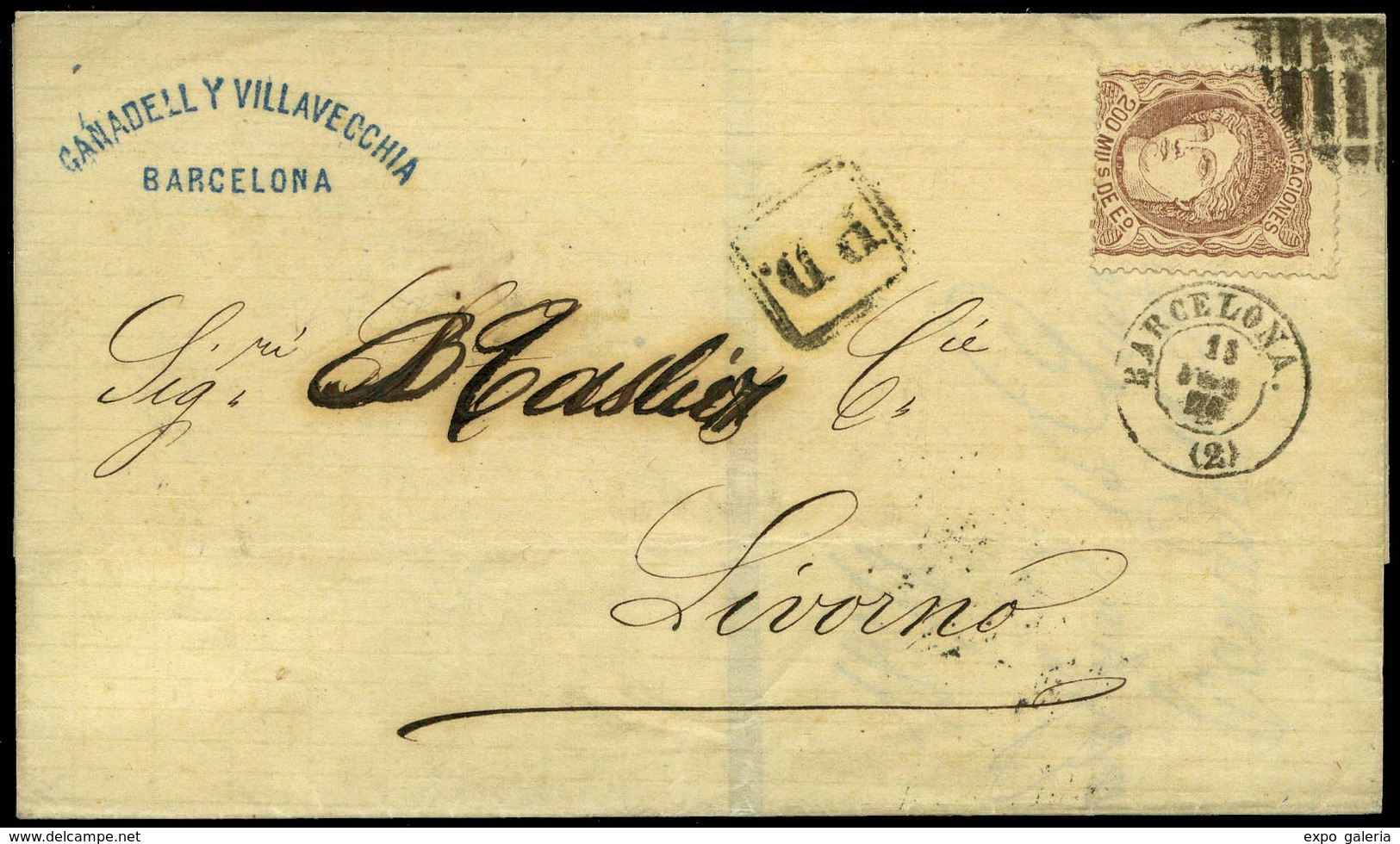 172 Ed. 109 De Barcelona A Livorno. Preciosa - Unused Stamps