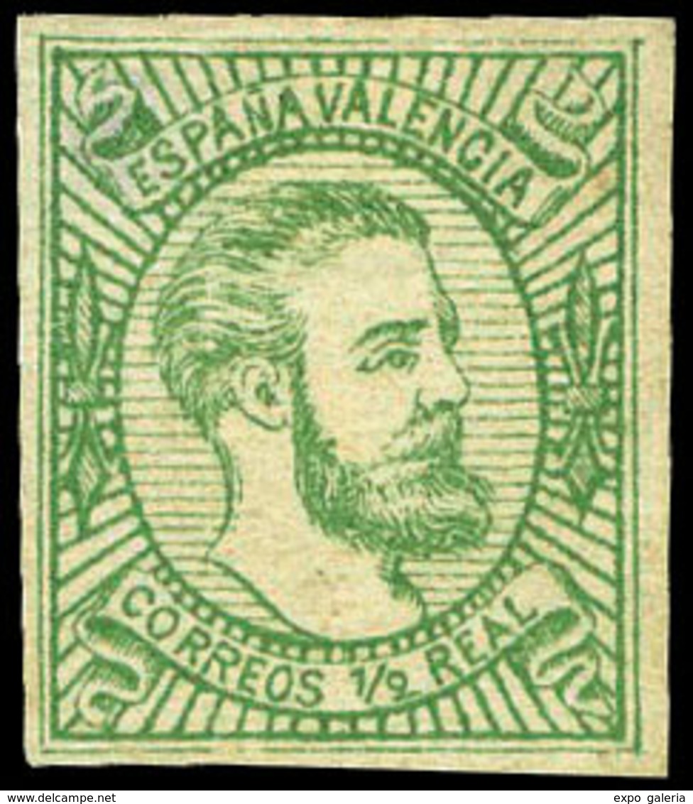 230 * Año 1874 Proyecto No Adoptado ½ Real Color Verde (Galvez A66) - Carlistes