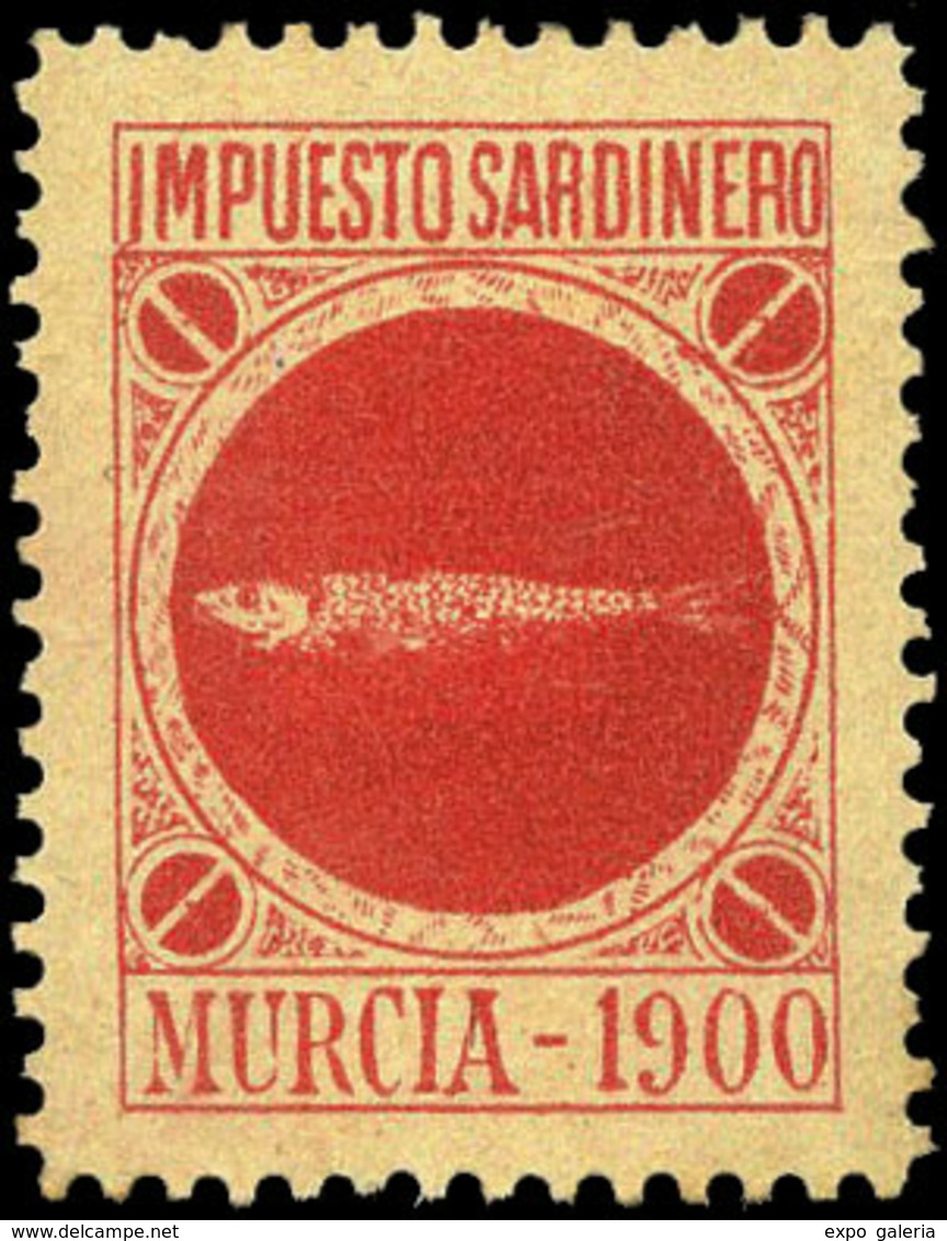 291 Año 1900 Murcia “Impuesto Sardinero” 4 Valores (tipo I) Muy Escaso. - Lettres & Documents