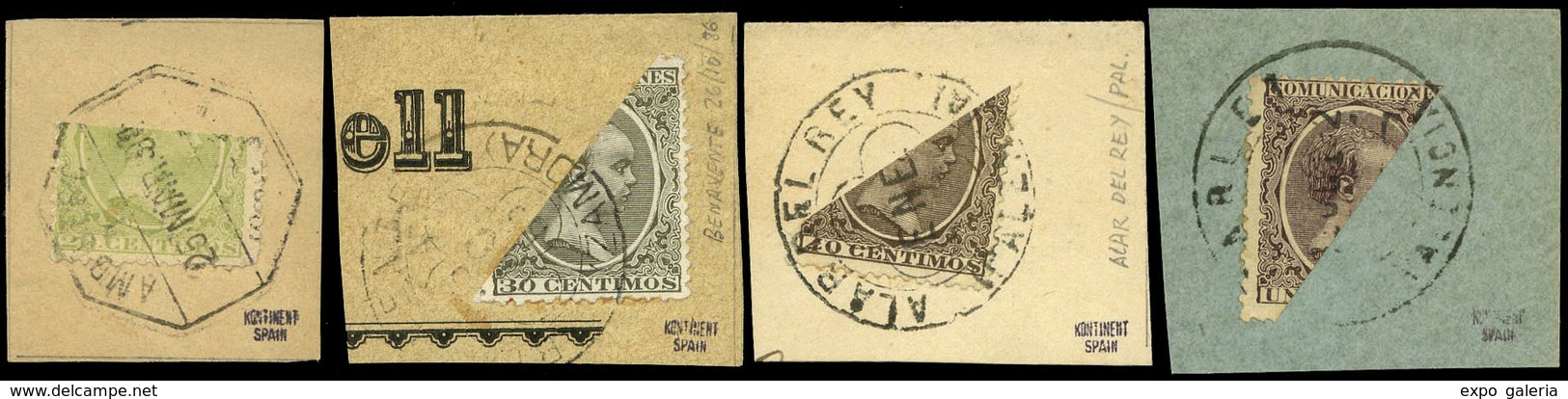 310 220-222-223-226 Conjunto De 4 Fragmento Con Sellos Bisectados - Used Stamps