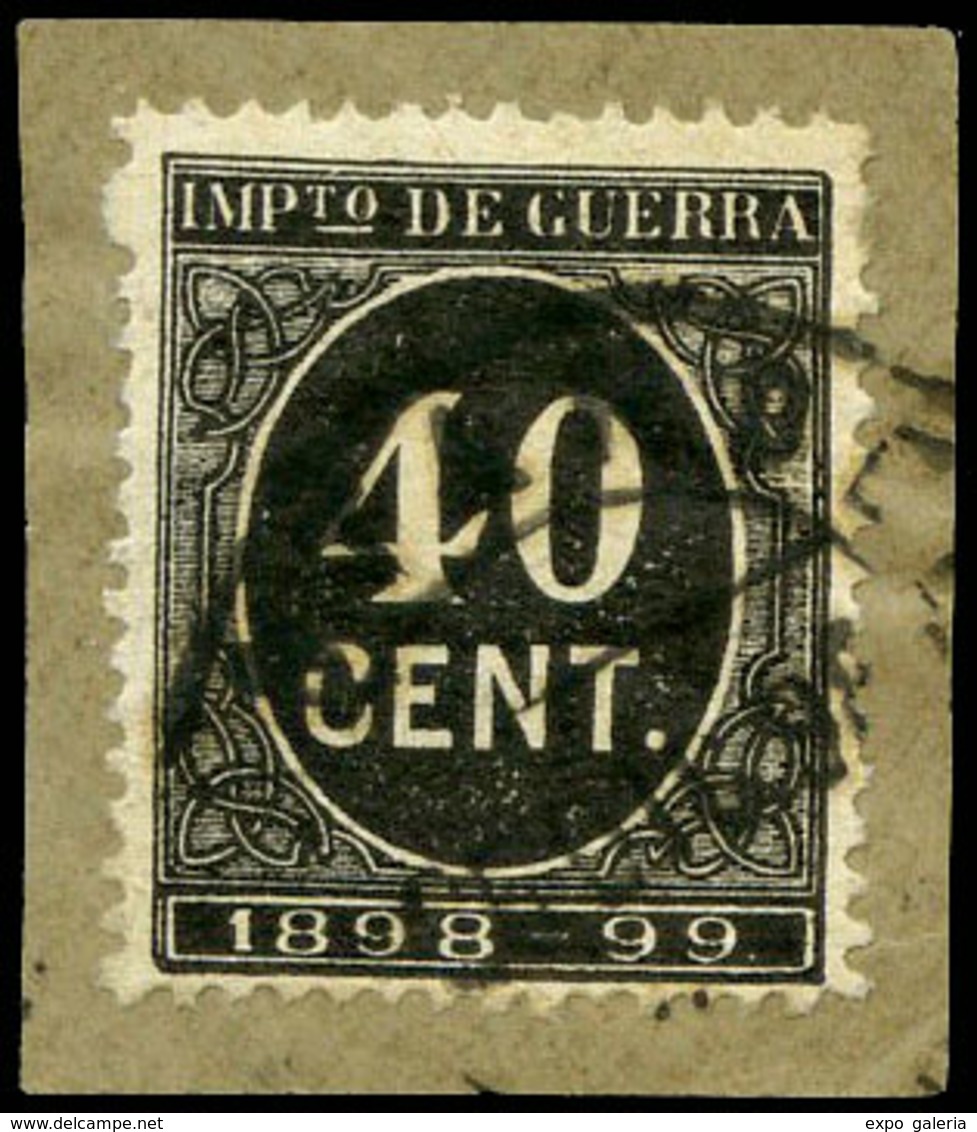 324 Sello De 40Cts. De Impuesto De Guerra (Fiscal) Utilizado Postalmente Sobre Fragmento De Carta. Muy Raro. - Used Stamps