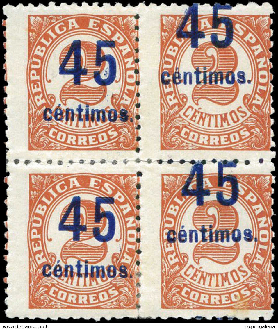 472 Ed. ** 743 Bl.4 Variedad 2 Sellos Sobrecarga Normal Y 2 Sellos Sobrecarga Desplazada. Rara Cat. +150€ - Unused Stamps