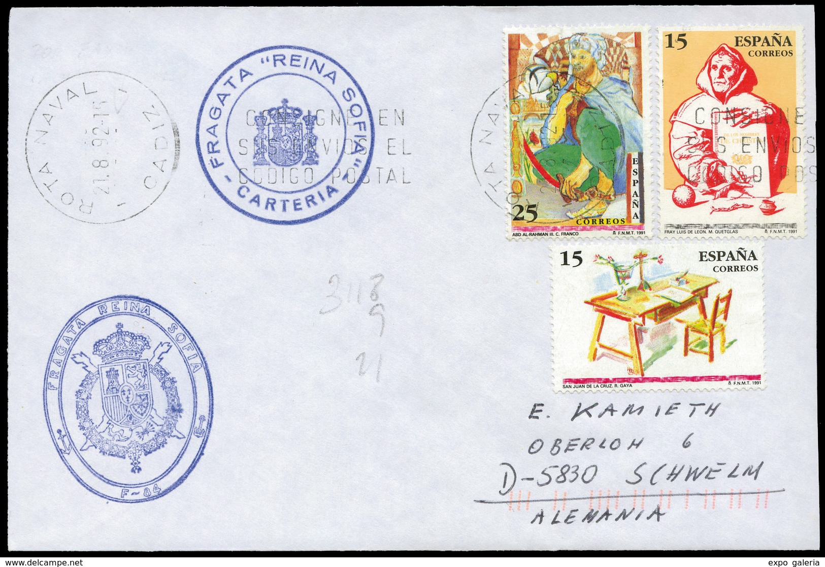 750 Ed. 3118-3119+3121 - Rodillo “Rota Naval 21/08/92” Y Franquicia “Fragata Reina Sofia-Carteria” - Unused Stamps
