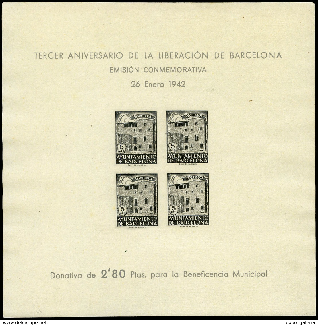 758 Ed. * 47 - HB S/D. Color Negro Con Leyendas Que Corresponden A La Emisión De 1942 - Barcelone