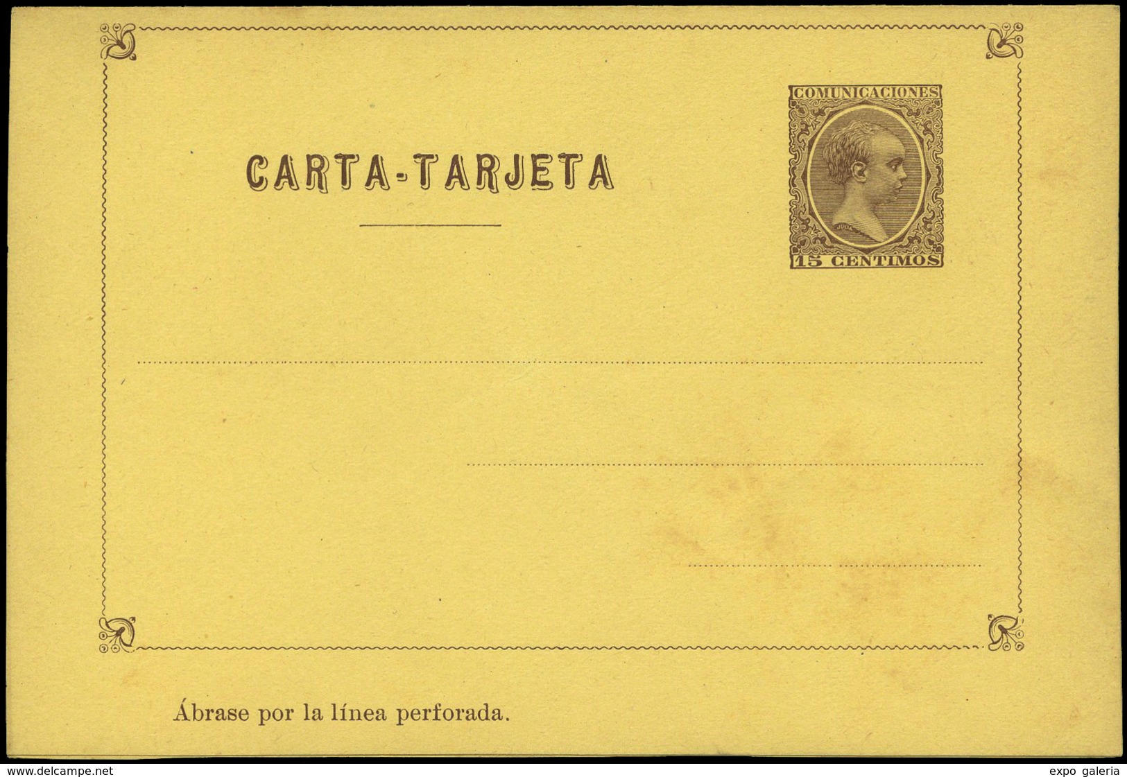 781 * Laiz 1 - 1892. Pelón. Carta-Tarjeta 15cts. Sin Perforar, Sin Engomar Y Sin Anuncios. - 1850-1931