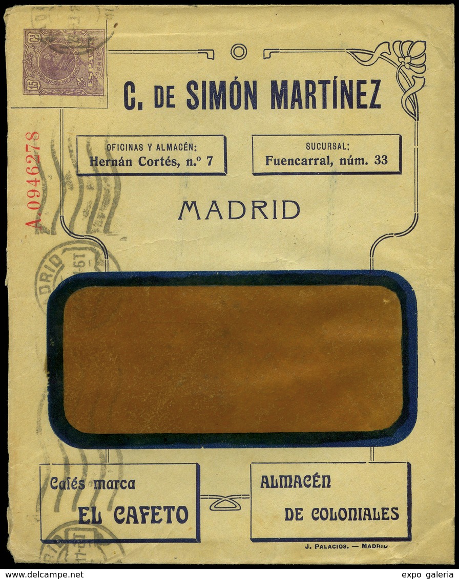 786 0 Laiz - 1910. Medallón. 15 Cts. Violeta. Publicidad Impresa “C. De Simón Martinez. - 1850-1931