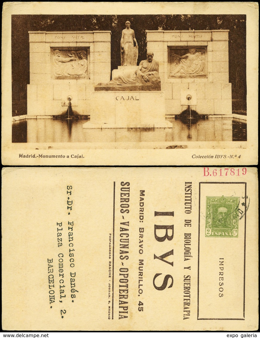 796 0 Laiz 414 - 1925. Vaquer. Tarjeta Publicitaria 2cts. Verde Con Publicidad “Serie IBYS. Nº 4 Madrid…" - 1850-1931