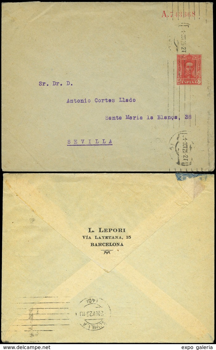813 0 Laiz 697 - 1925. Vaquer. 25cts. Rojo Con Publicidad Impresa Al Dorso “L.Lépori. Via Layetana…" - 1850-1931