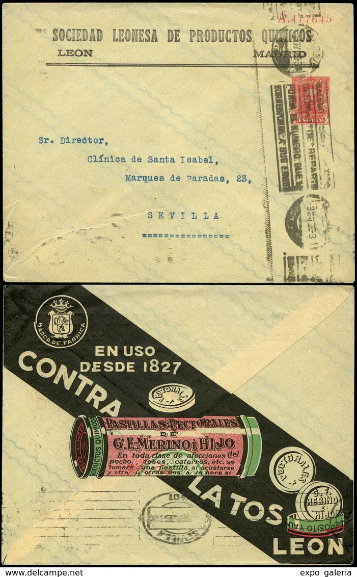 814 0 Laiz 715 - 1925. Vaquer. 25cts. Rojo Con Publicidad Impresa “Sociedad Leonesa De Productos…" - 1850-1931