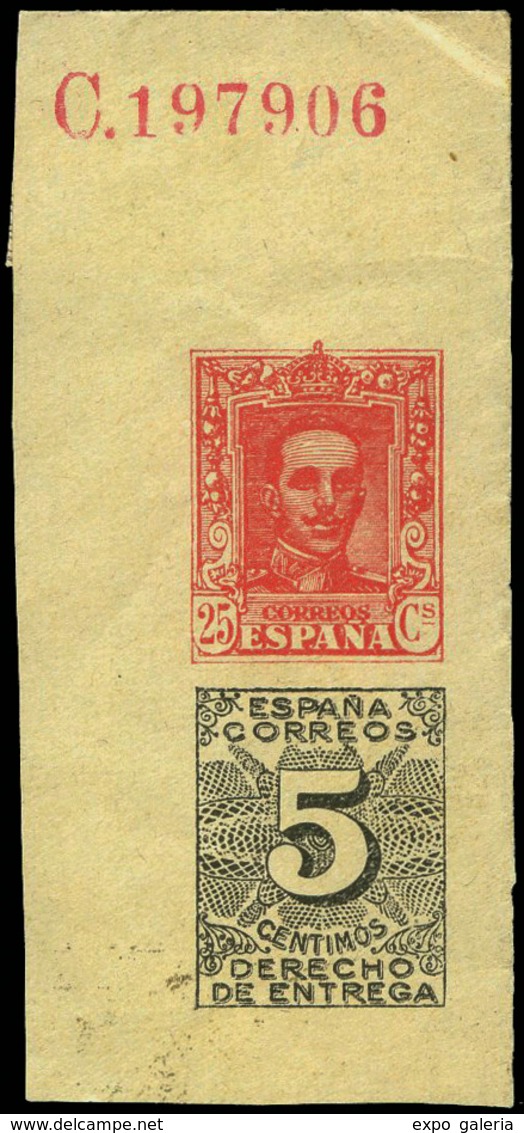 815 * Laiz - 1925. Vaquer 25 Cts. Rojo + Derecho Entrega 5cts. Negro. Fragmento S.E.P. - 1850-1931