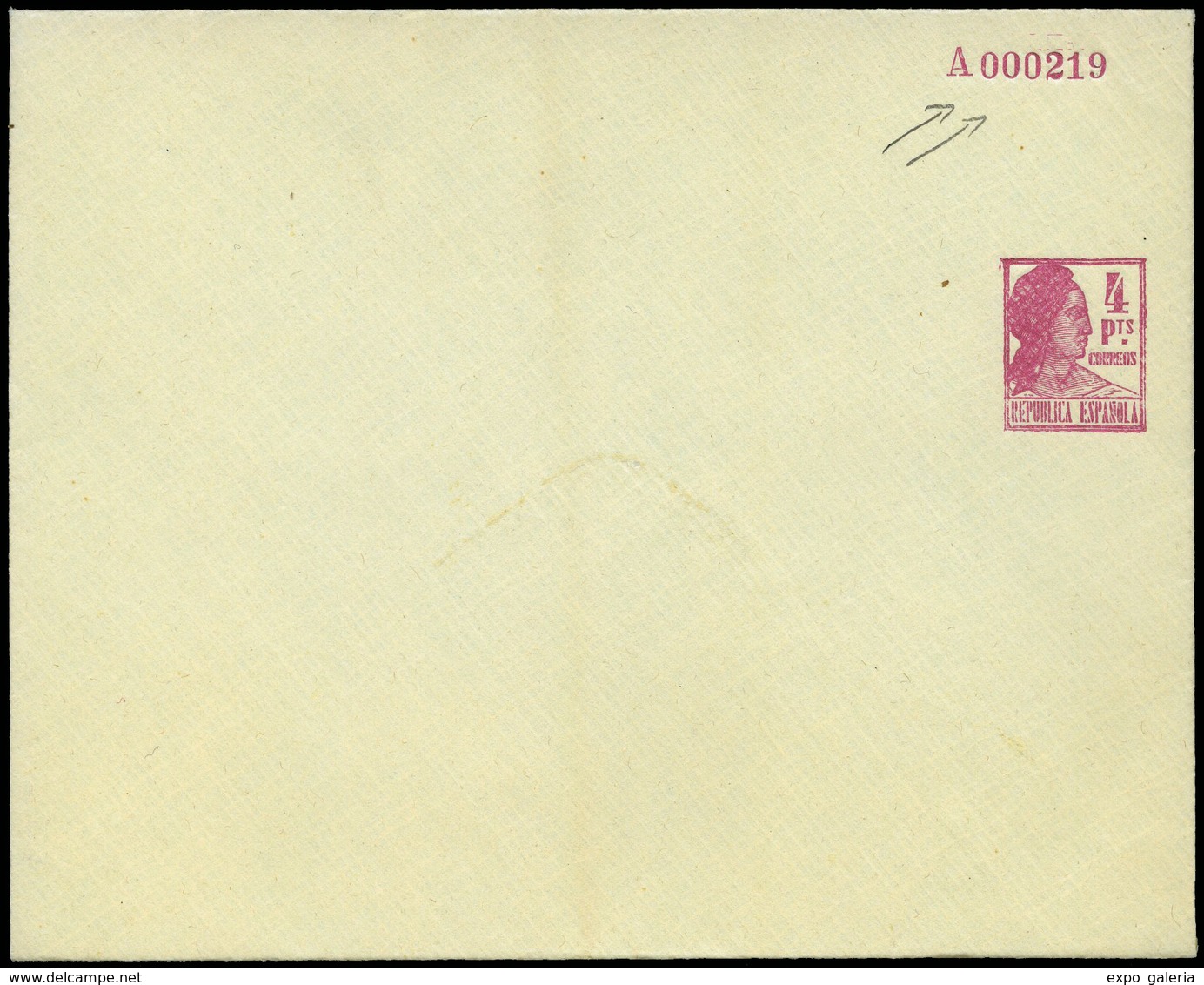 896 * Laiz 1313 - 1933. Matrona. 4Ptas. (numeración Carmín A000219 No Reseñada Esta Numeración En Cat. Especializado Lai - 1850-1931