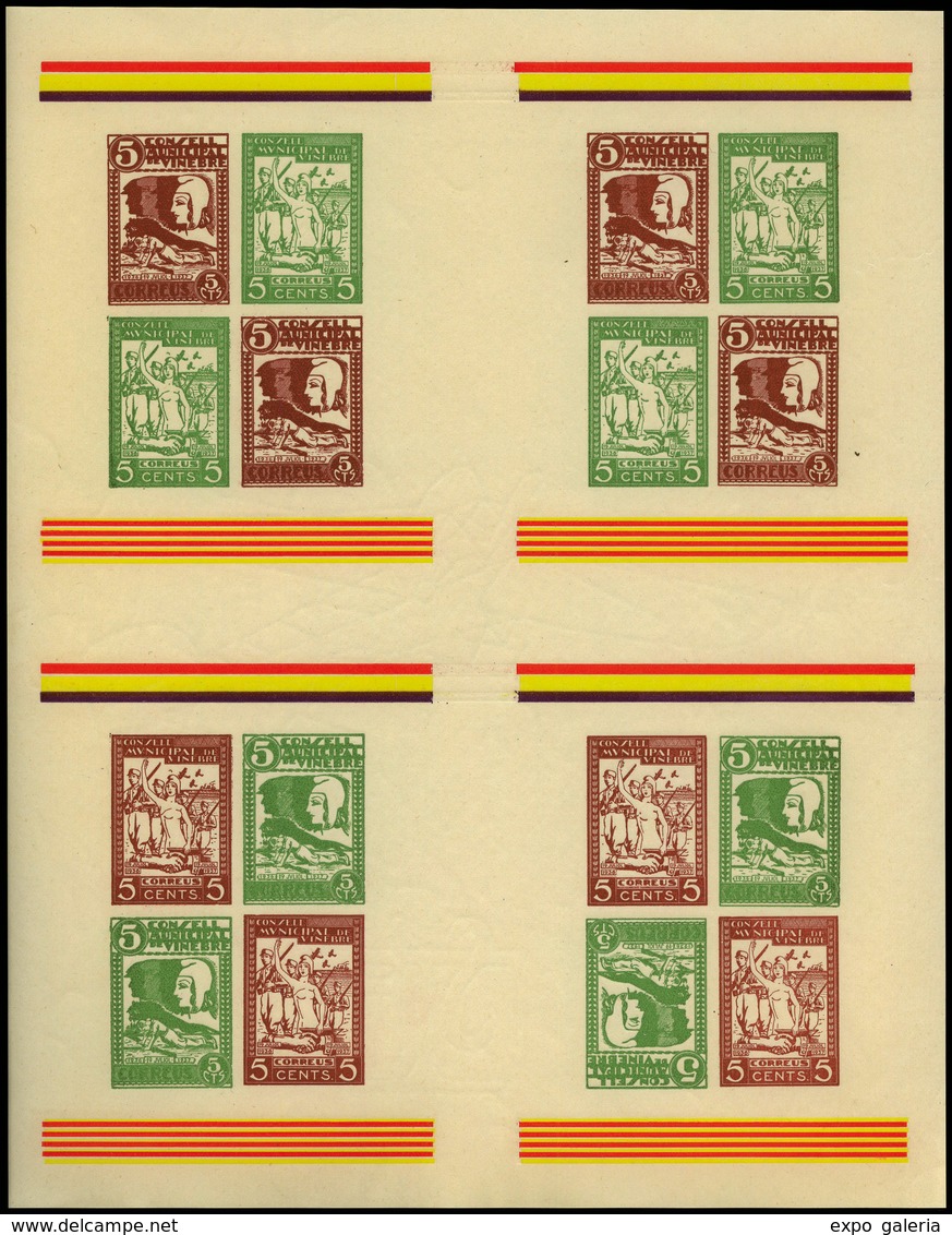 918 All. *** 51 - Tarragona. VINEBRE. Variedad Sin Numeración. Pliego De 4 Hojitas - Spanish Civil War Labels