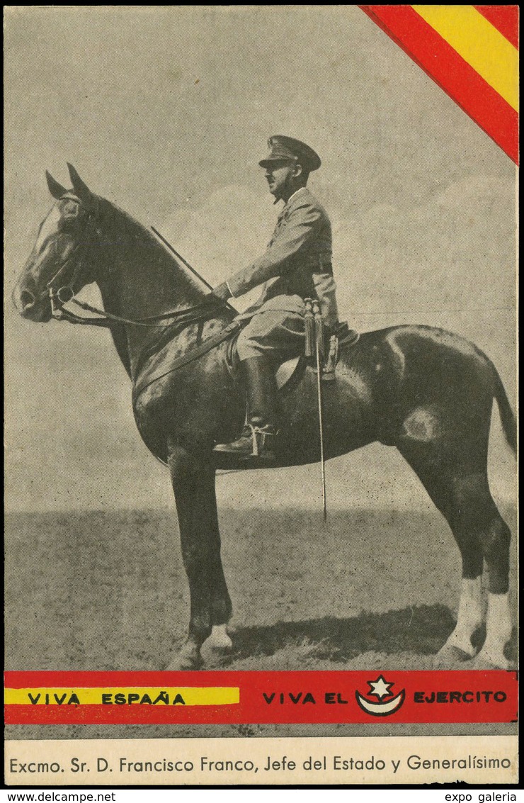 968 1937. Tarjeta Patriótica (Franco A Caballo) - Covers & Documents