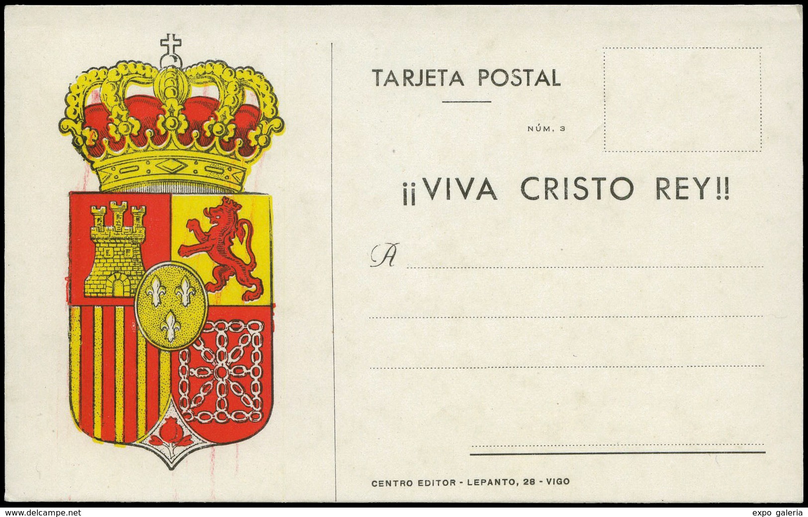 975 Tarjeta Patriótica Nueva “Viva Cristo Rey” Ex Aracil - Cartas & Documentos