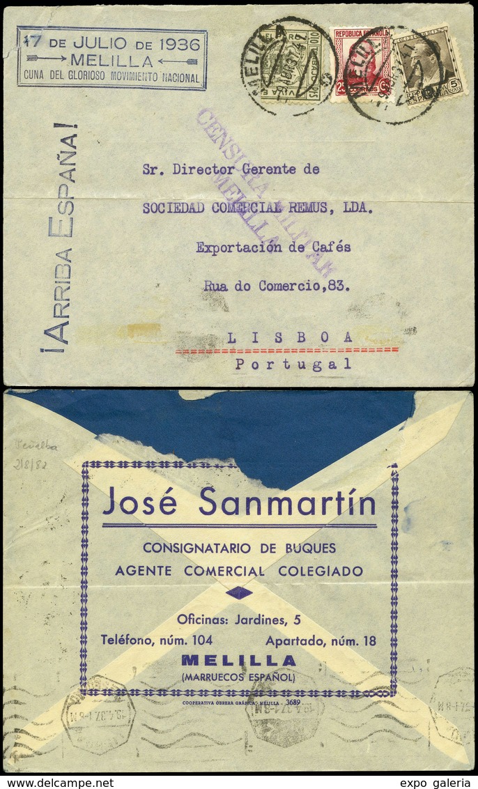 983 Ed. 681-685+Local - 1937. Carta Con Preciosa Publicidad Al Dorso Y Cdo 09/IV/37 A Lisboa. - Covers & Documents