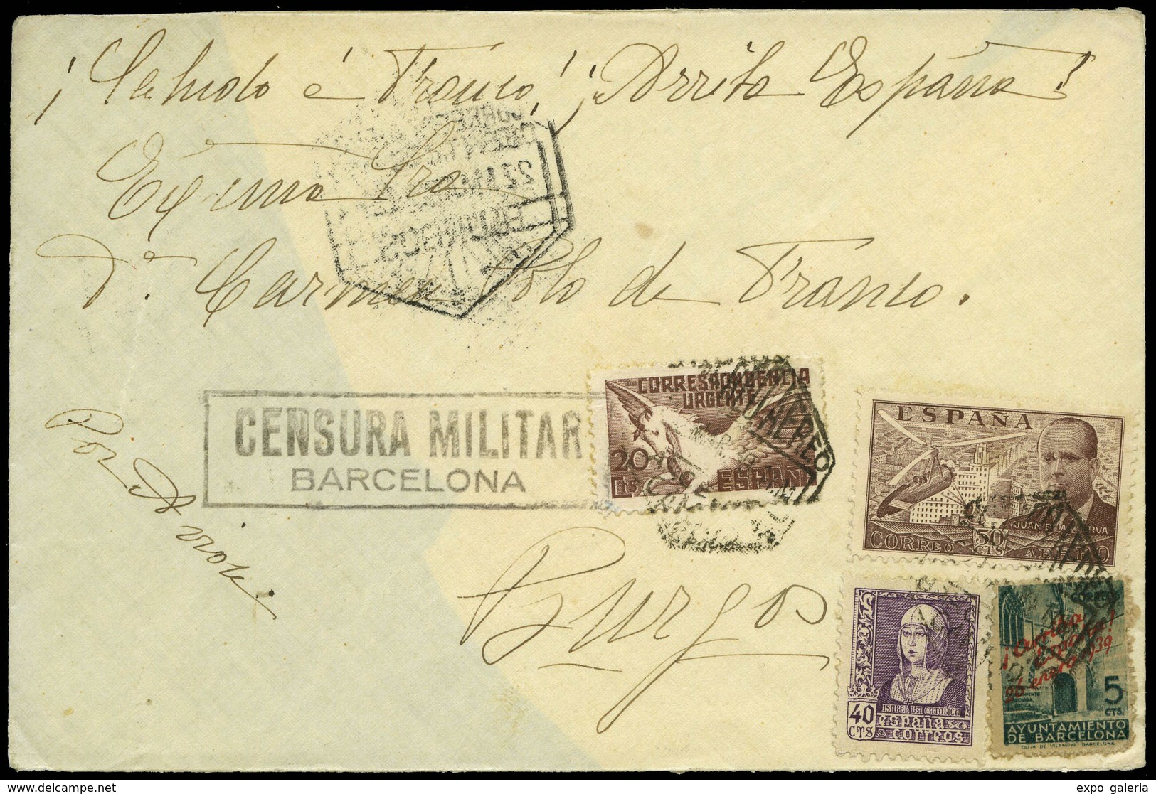 996 Ed. 961-883 - Burgos. Cda De Barcelona A Burgos “Dña. Carmen Polo De Franco” - Covers & Documents