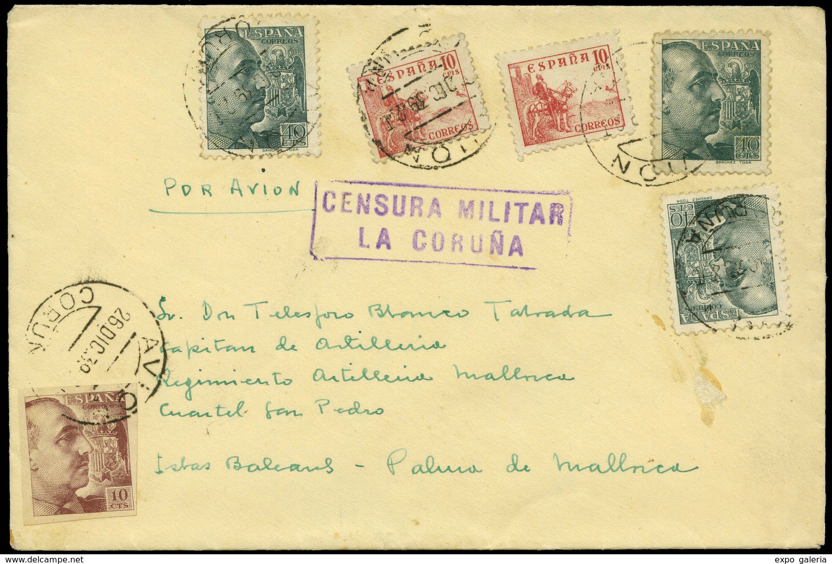 1001 Ed. 888-870(3) - La Coruña. Carta Cda De La Coruña A Palma De Mallorca - Covers & Documents