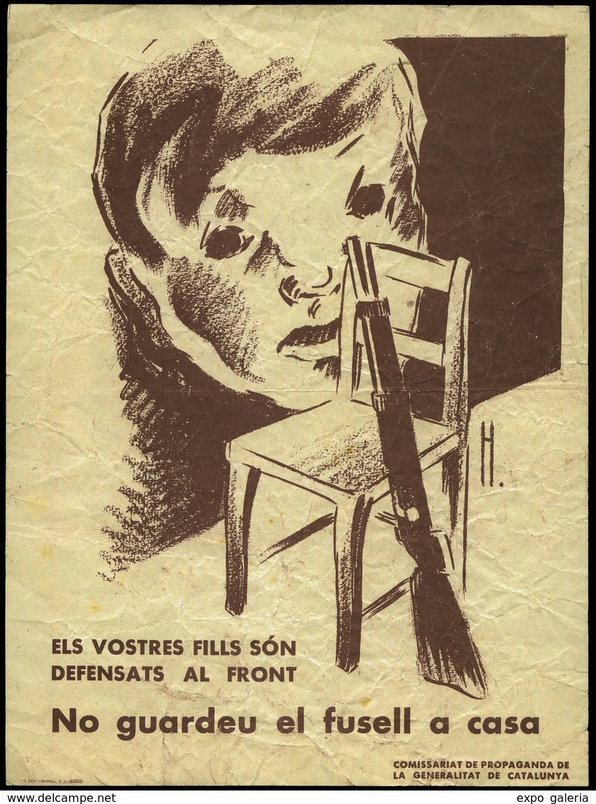 1019 1937. Folleto “Els Vostres Fills Són Defensats Al Front. No Guardeu El Fusell A Casa - Lettres & Documents