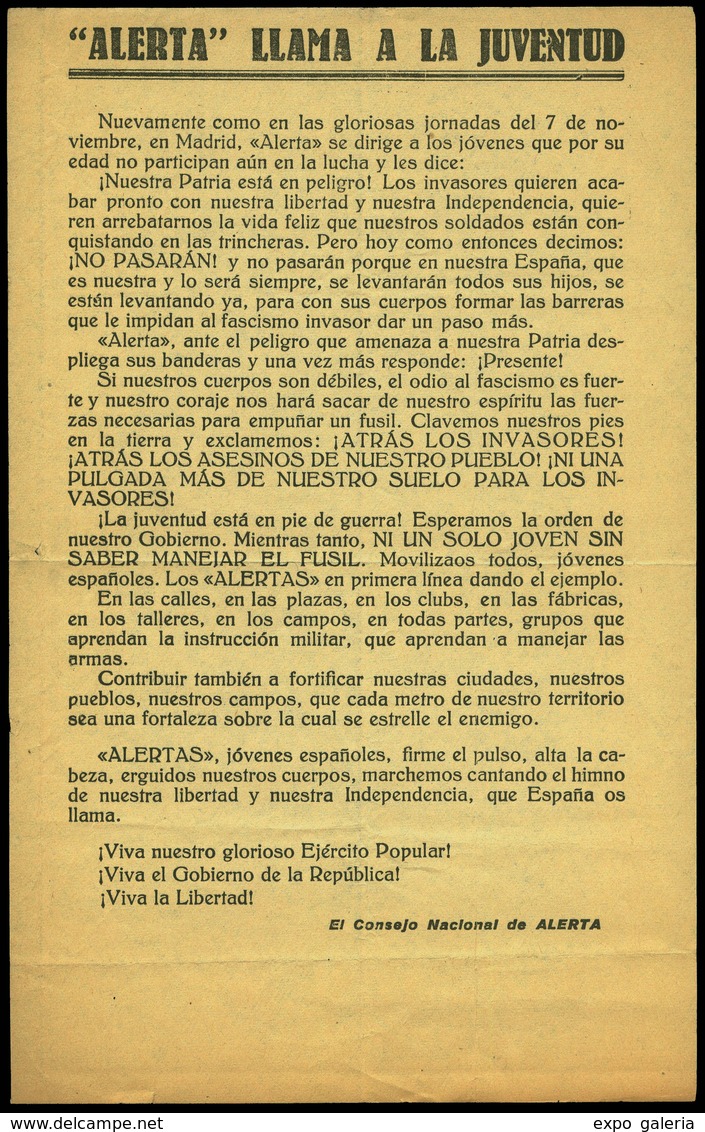 1028 1937. “ALERTA’’ Llama A La Juventud Nuevamente En........” - Covers & Documents