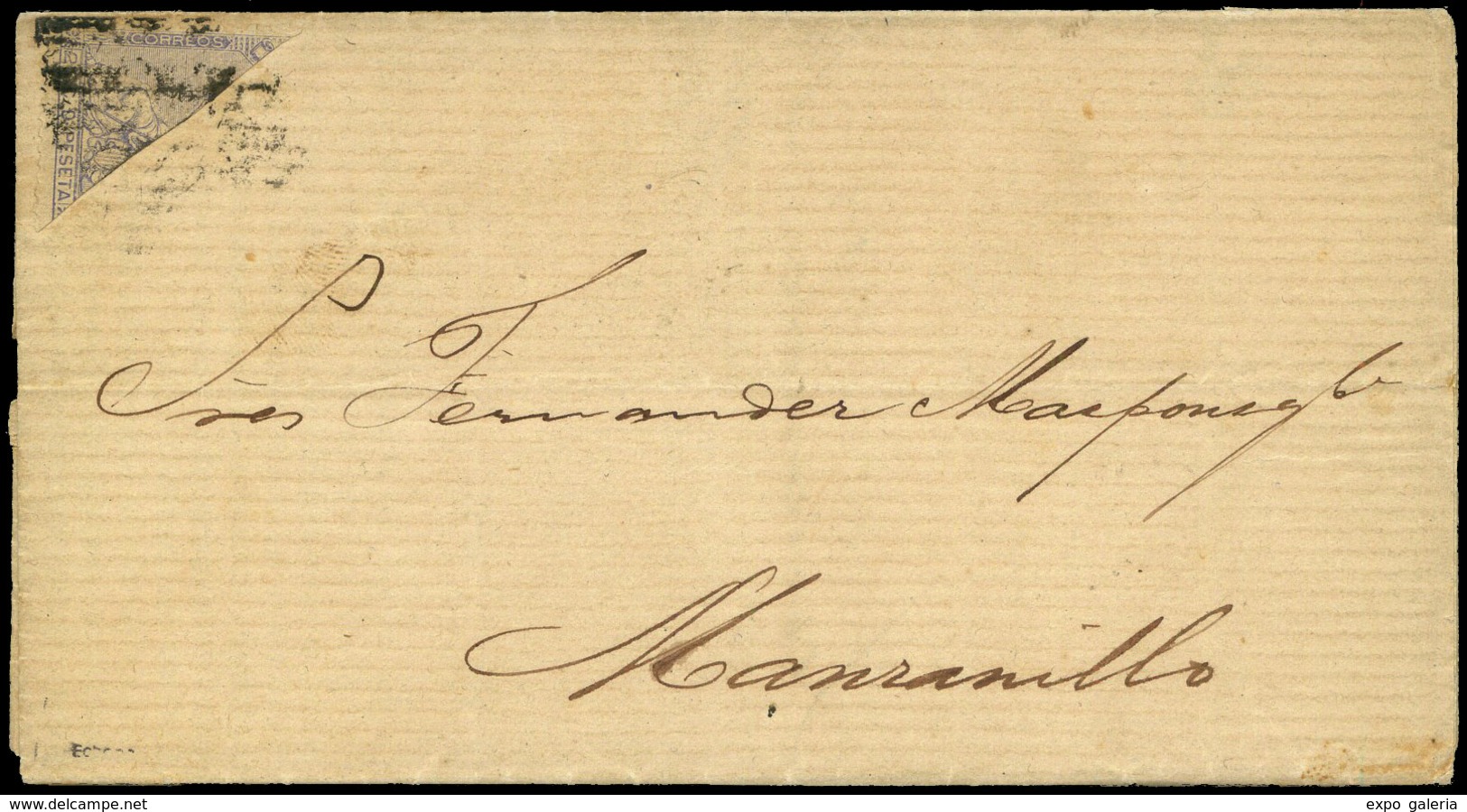 1061 Ed. 22 Bisec - 1874. Carta Cda Con Bisectado, De La Habana A Manzanillo Con Bonito Texto Impreso. Lujo - Cuba (1874-1898)