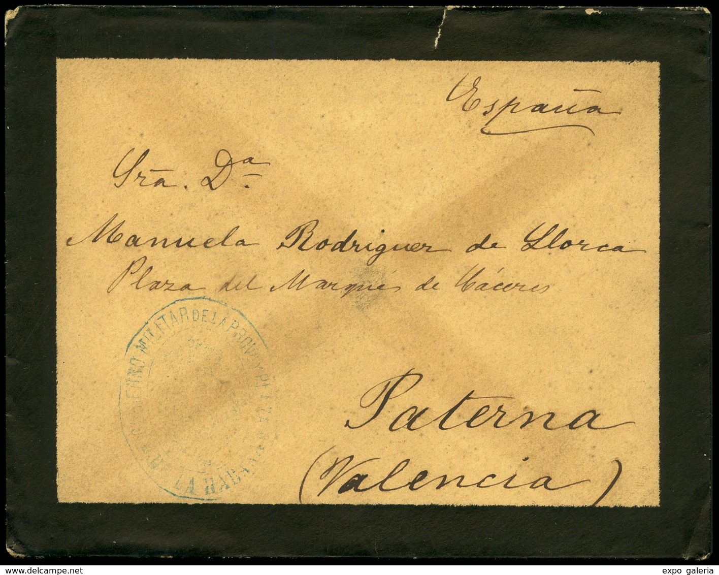 1064 1898. Guerra De Cuba. Carta Cda De Cuba A Paterna (Valencia) Con Marca Franquicia Militar - Kuba (1874-1898)