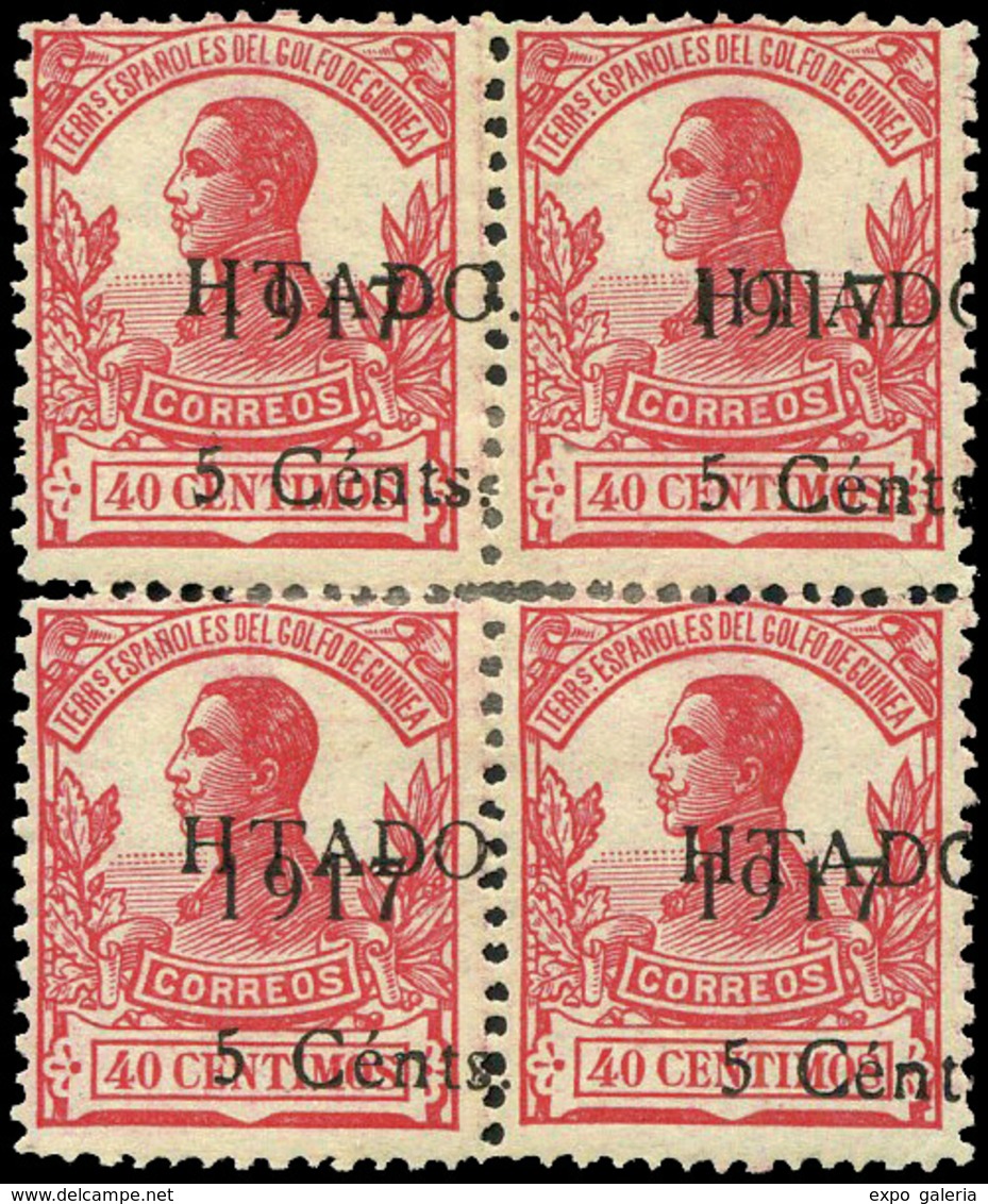 1093 Ed. ** 124 Bl.4	 5Cts Sobre 40 C.Roja, Sobrecargado “HTADO” Y 5Cts. Desplazado. Raro Magnífico. Certif. GRAUS - Guinée Espagnole