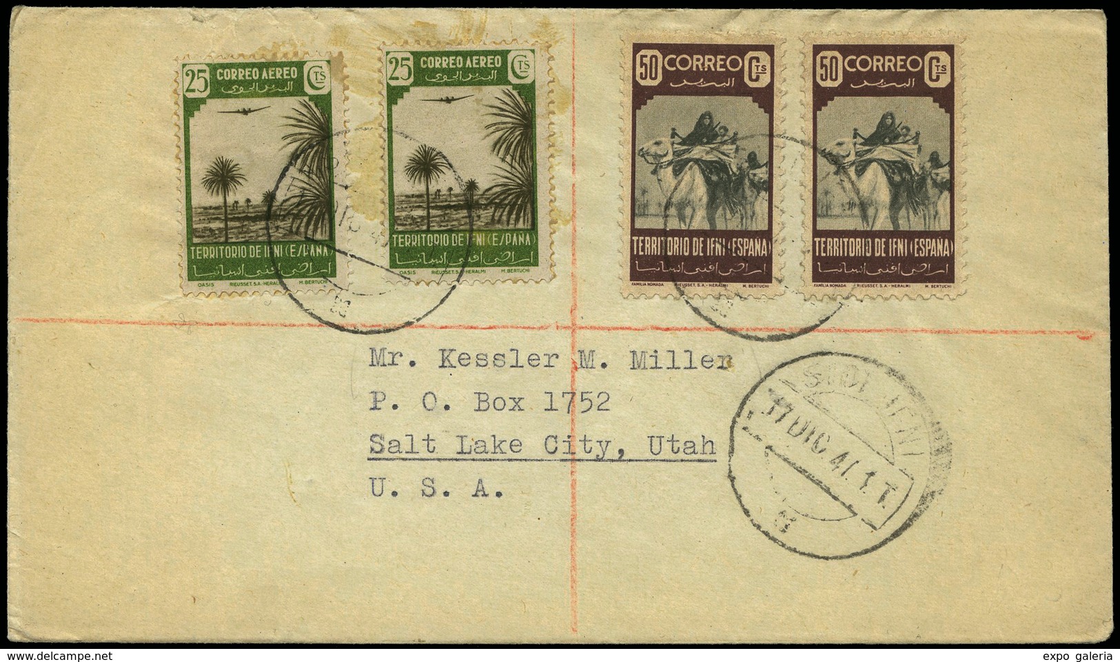 1120 Ed. 29(2)-36(2) 1941. “Sidi Ifni 17/12/41” A USA.Lujo - Ifni