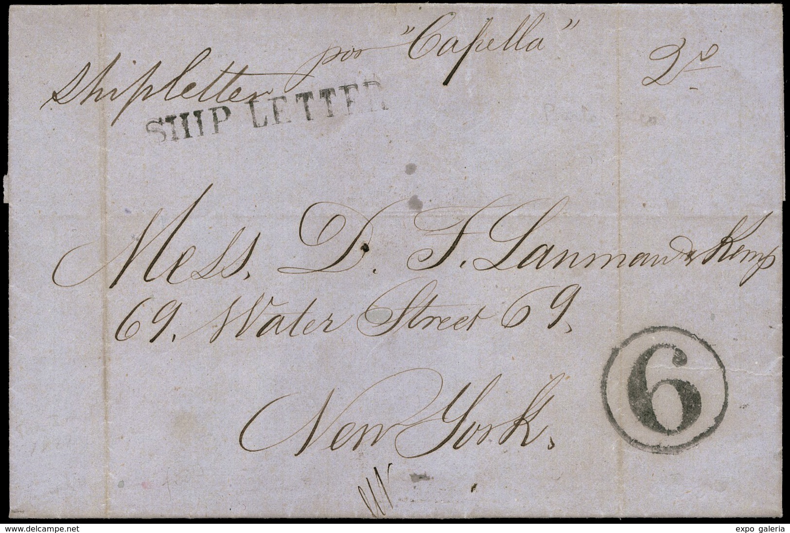 1155 Correo Marítimo. 1859. Carta Fechada En San Juan Y Cda A Nueva York, Por La Agencia Postal Inglesa - Puerto Rico