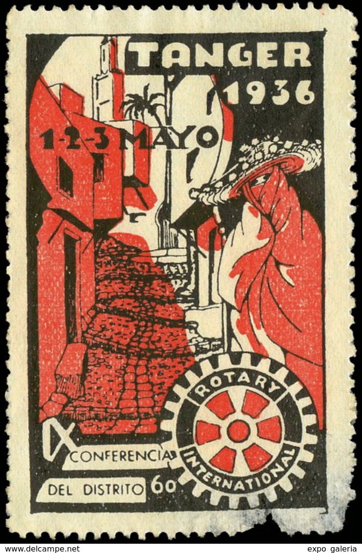 1180 Tanger - * S/Cat.	Viñeta Roja Y Negra “Tanger 1936. Rotary” .Defectos Que No Alteran Su Belleza. - Spanish Morocco