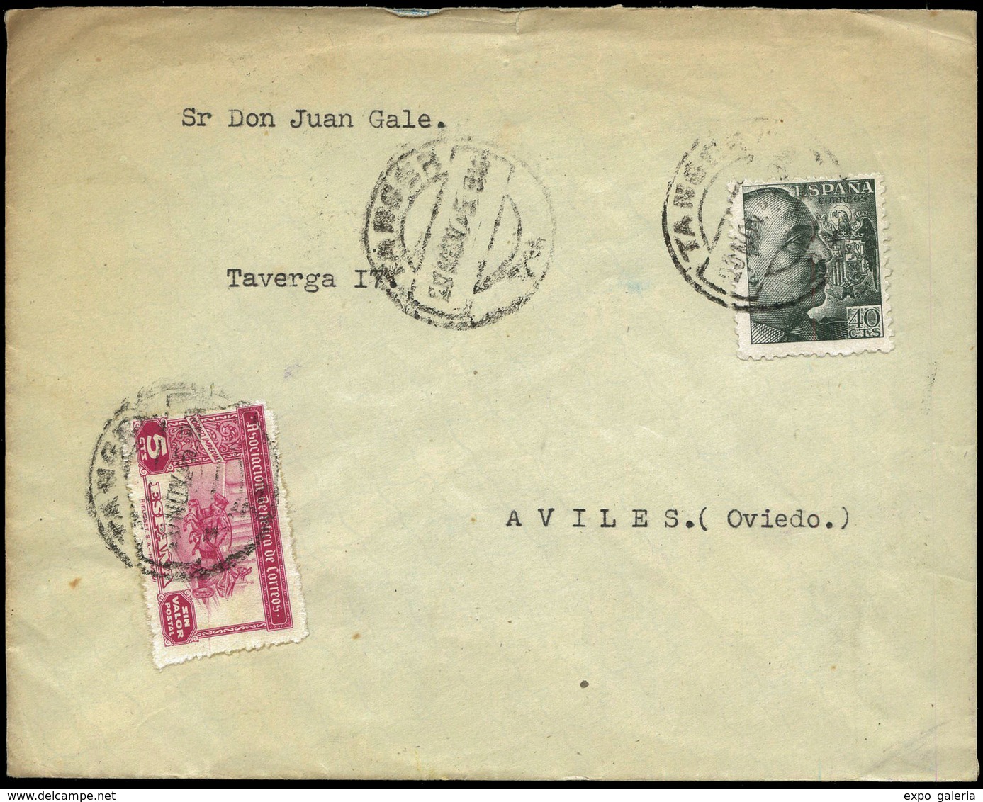 1189 Tanger Ed. España 925+Huerf.Corres - 1945. Carta Cda De Tánger A Avilés. Escasa - Spanish Morocco