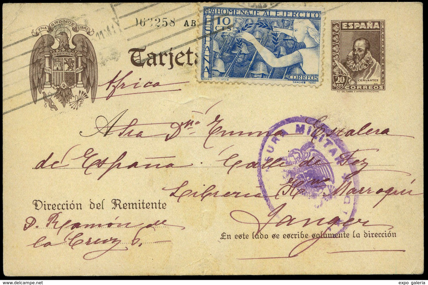 1196 Tanger - E.Postal Cdo De Madrid A Tánger 18/Jul/1939. Preciosa - Marruecos Español