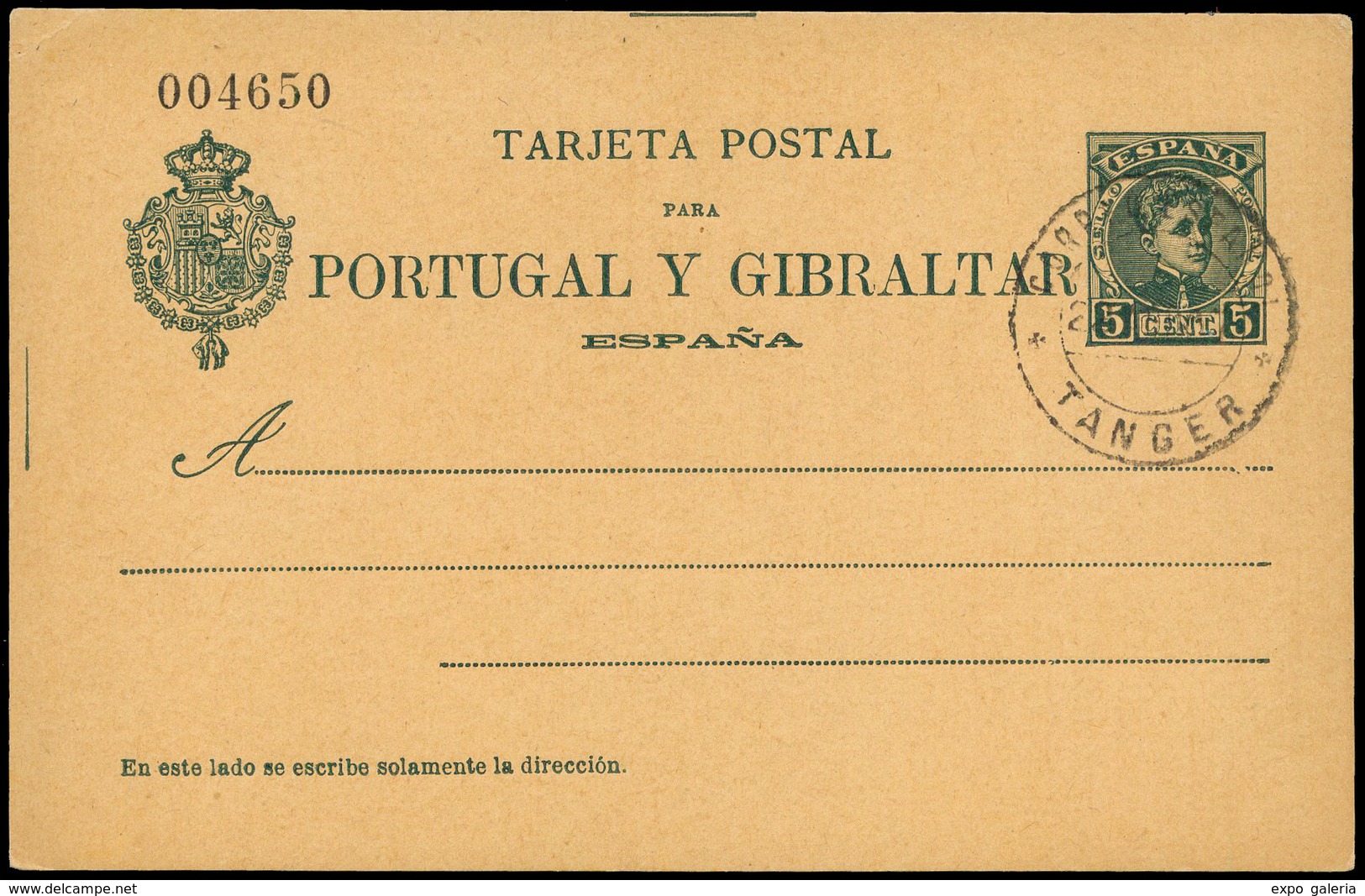 1200 Tanger - Ed.  E.P. 43 (España) 	Fechador De Favor “Correo Español-Tánger” Lujo - Spanish Morocco