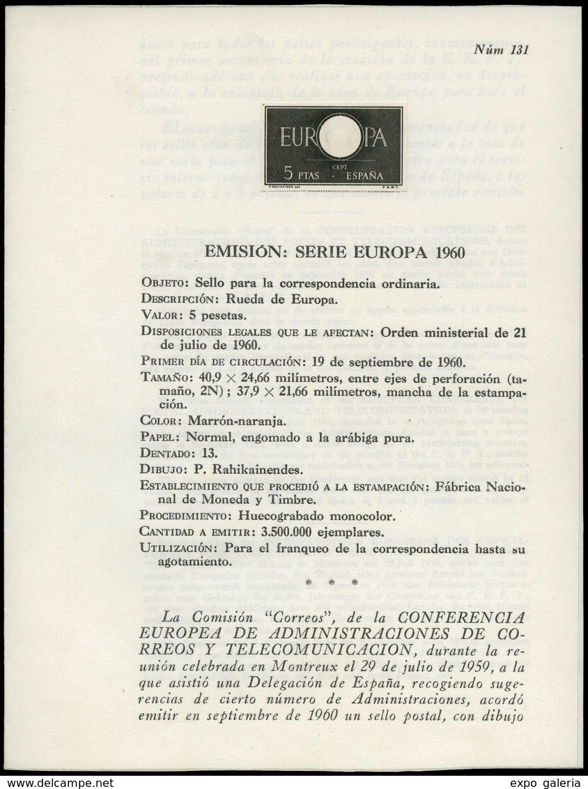 1209 España - Ed. 1294M/5M 1960. Sellos Impresos En Offset En Negro. S/Dentar. Díptico Completo. - Other & Unclassified