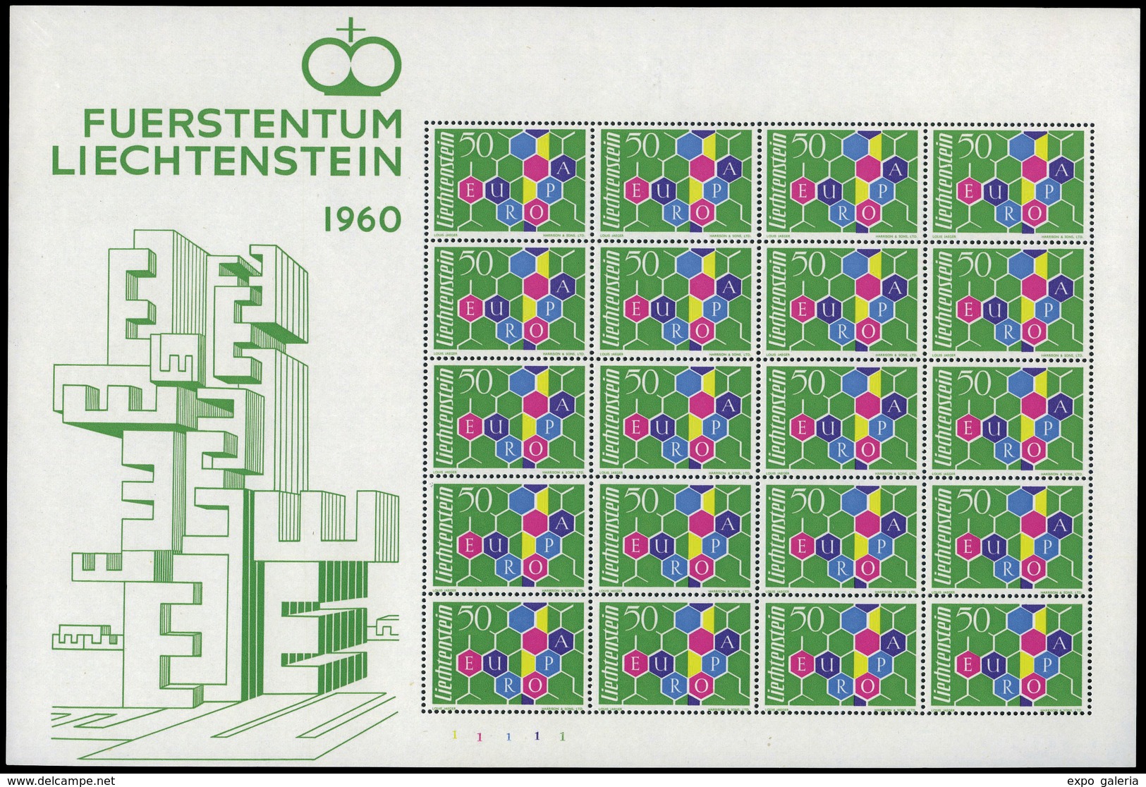 1229 Liechtenstein - Ed. *** 355 En HB De 20 1960. Pliego Completo.Lujo. - Autres & Non Classés