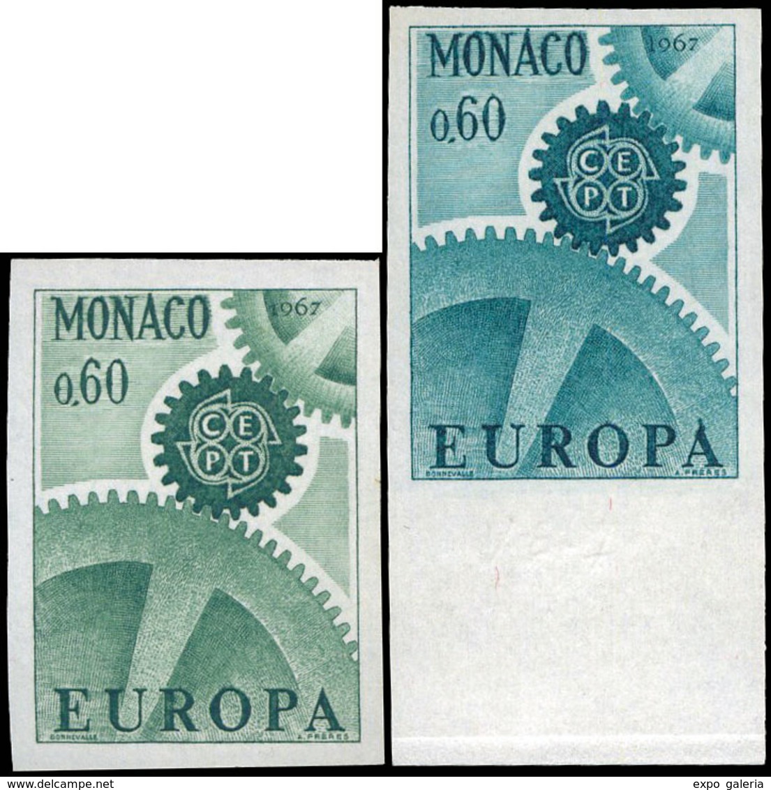 1244 Mónaco - Ed. *** 730(2) S/D 1967. 2 Sellos De 0,60. Pruebas De Color S/Dentar - Autres & Non Classés