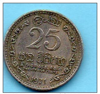 (r65)  REPUBLIC SRI LANKA  25  Cents 1971  Km#131 - Sri Lanka