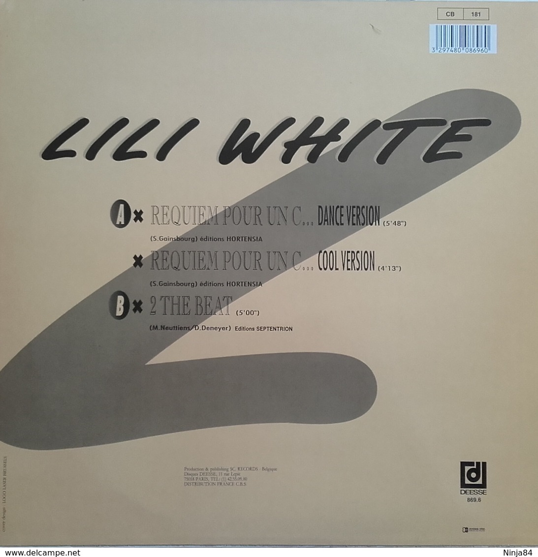 MAXI 45 RPM (12")  Lili White / Serge Gainsbourg  "  Requiem Pour Un Con…  " - 45 T - Maxi-Single