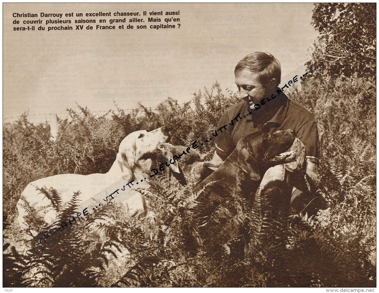 RUGBY : CHRISTIAN DARROUY, STADE MONTOIS, CHASSEUR, CHIEN, MONT-DE-MARSAN, INTERNATIONAL, COUPURE REVUE (1967) - Sammlungen