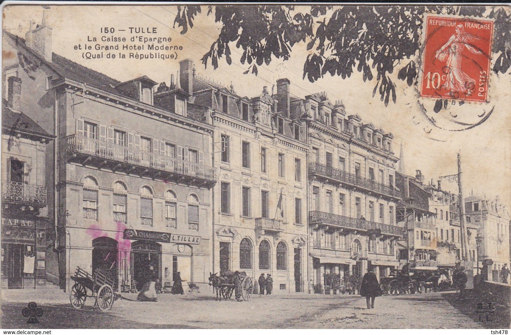 19---TULLE---La Caisse D'epargne Et Le Grand Hotel---( Croix-rouge )--( Tampon Hopital Auxiliaire N° 201 )--voir 2 Scans - Croix-Rouge