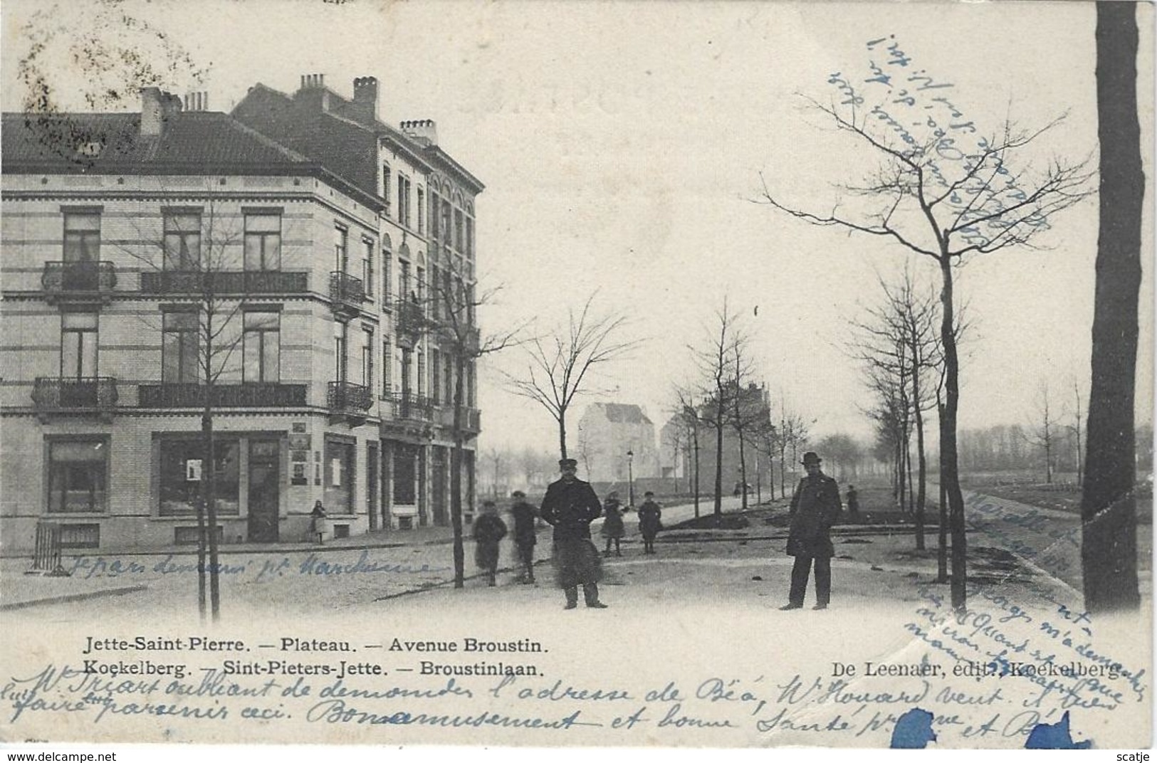 Jette-Saint-Pierre.   -   Plateau.  -   Avenue Broustin.  Prachtige Kaart! (met Plooi In Hoek)  1900 Naar  Cureghem - Jette