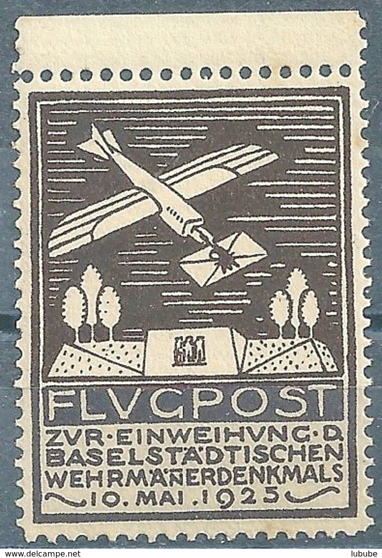 Luftpost Vignette  "Einweihung Wehrmänner Denkmal, Basel"        1923 - Unused Stamps